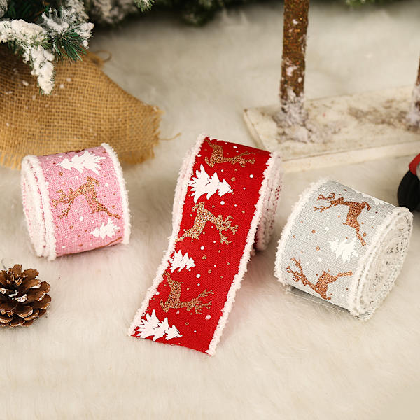 3 stk Julepynt 6,5 cm lintrykte elg jul