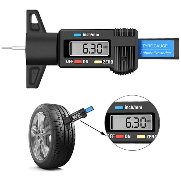 Elektronisk digitalt däckmönsterdjupmätare 0-25 mm
