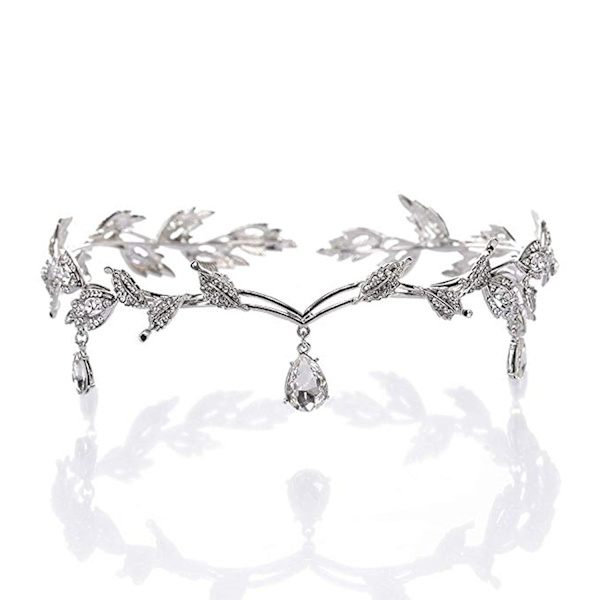 Elegant Rhinestone Krystall Sølv Blad Bryllup Hodeplagg Hodebånd