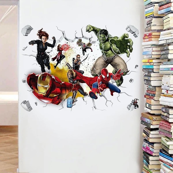 Avengers Hulk Ironman Dekorativ Tecknad Broken Wall Pvc Väggdekal