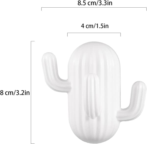 2 Pak Søde Kaktusformede Klæbende Kroge med 3 Kroge, Dekorative
