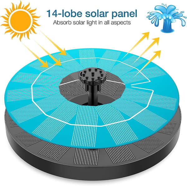 Solcellsdriven Flytande Fontän för Utomhus 3.5W Solpanelpump med 6 Munstycken