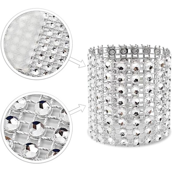 Servietringe, Rhinestone Servietringe Diamant Pynt til Bryllup