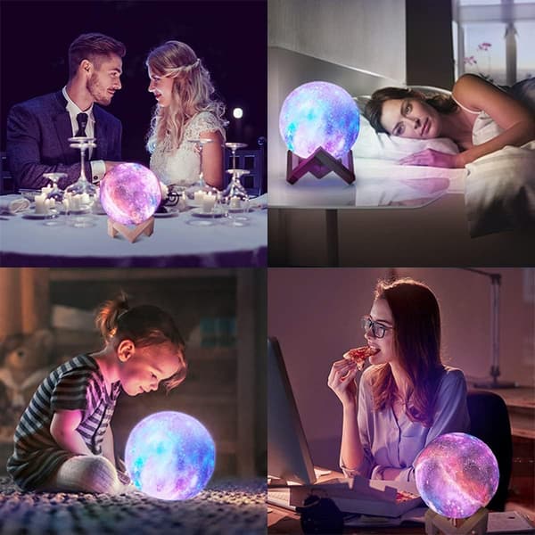 3D Galaxy Månelampe Belysning - Cool Børns Galaxy Måne Natlampe