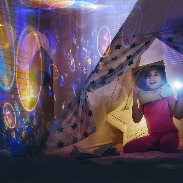 En baby nattljusprojektor, 360 rotation utrustad med 6 typer