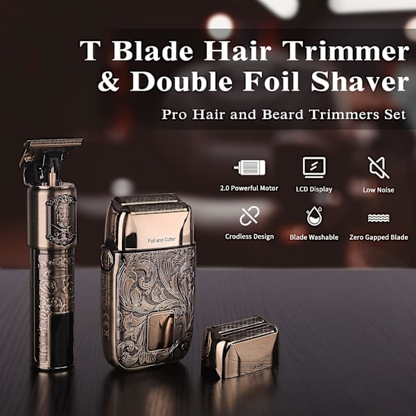 Professionelt Hårklippesæt T-Blad Hårtrimmer + Dobbelt