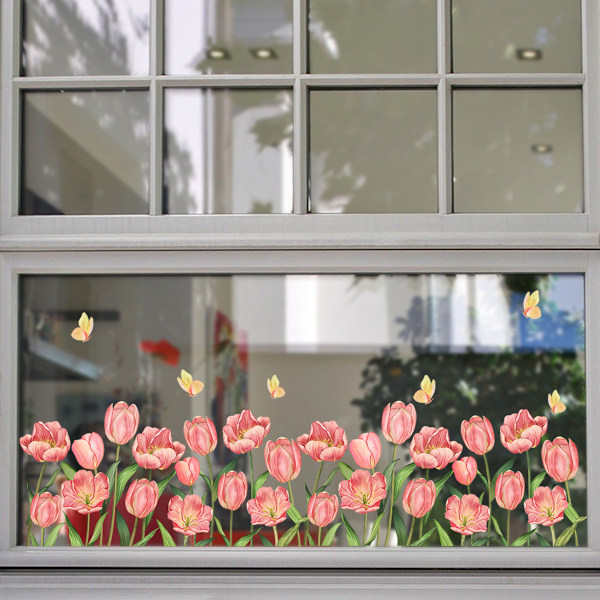 Window Clings, Double Sided Anti-Collision Decals, Tulip Pattern