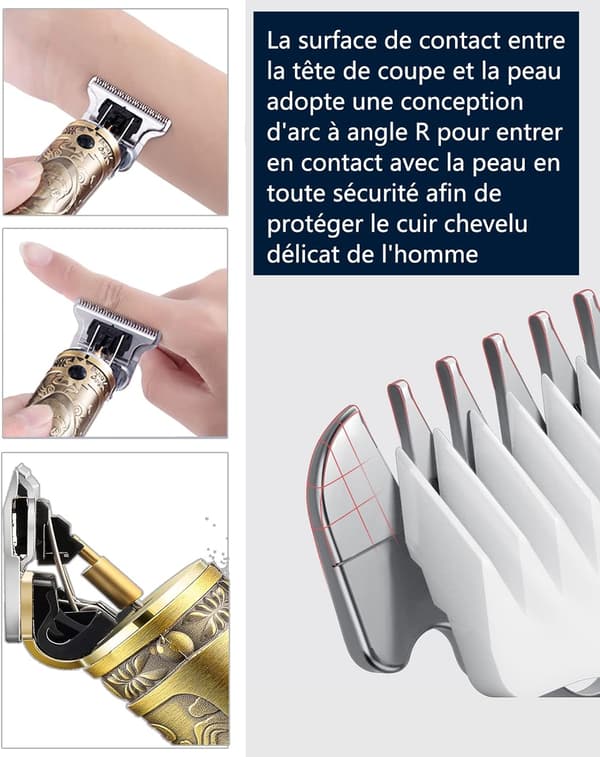 Professionel Hårtrimmer, Skægtrimmer til Mænd, USB Trådløs