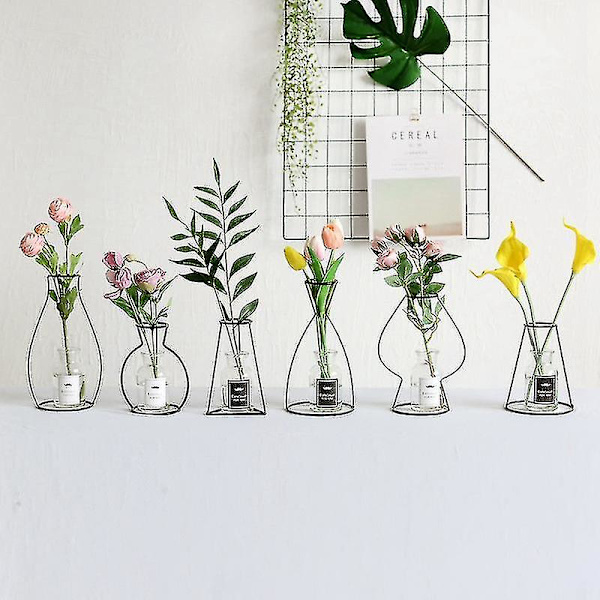 Metallväxthållare Retro Iron Line Bord Blommor Vaser Decora DXGHC