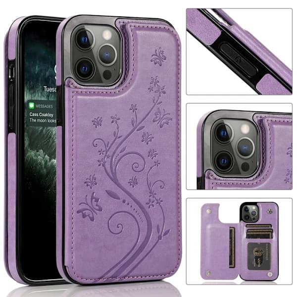 iPhone 11 Pro Max Stødsikkert Etui Kortholder 3-RUMS Flippr V2 - Lilla