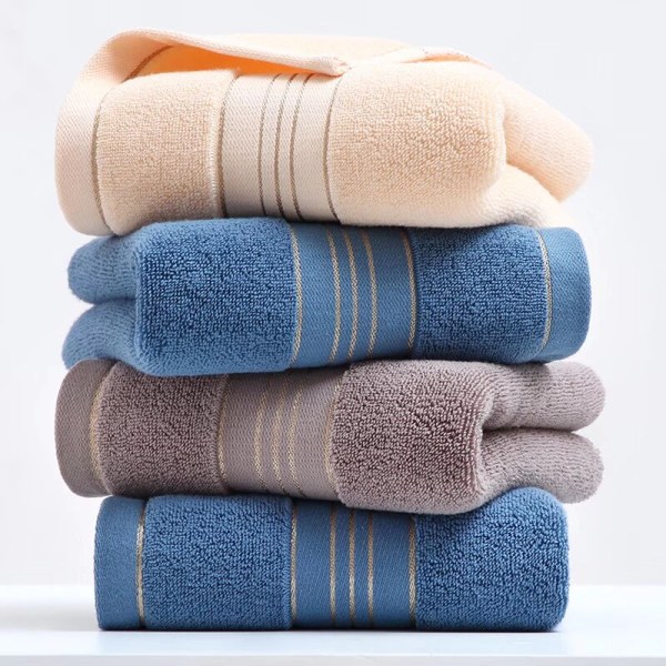 Håndklesett (4 stk, 2 blå+grå+beige), 100% bomull, ch DXGHC