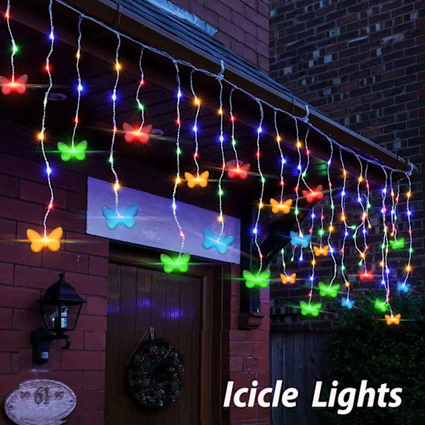 Gardinslynge med sommerfuglelys 4,5 meter 120 LED USB Feelygter