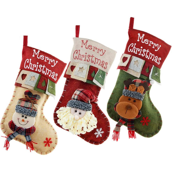 Large Christmas Stockings Santa Snowman Deer Set Bags Christm DXGHC