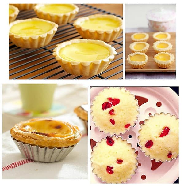 100 stk Æggekage Aluminium Cupcake Kage Cookie Form Foring Form Tin