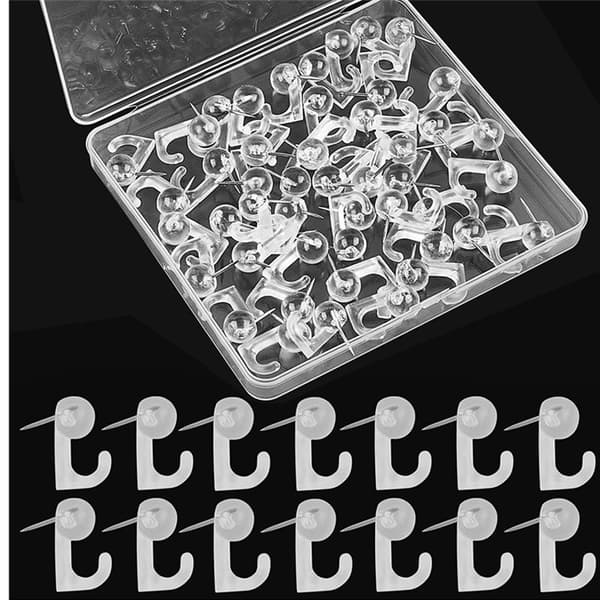 100 kpl, Musta, Metalliset Push Pin -ripustimet Seinäkoukut Kuva