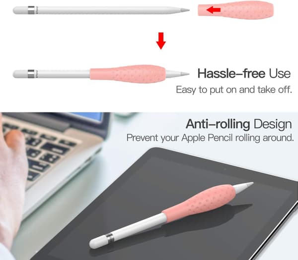 Silikonfodral för Apple Pencil - [Anti-Rulldesign, Ergonomisk Tri