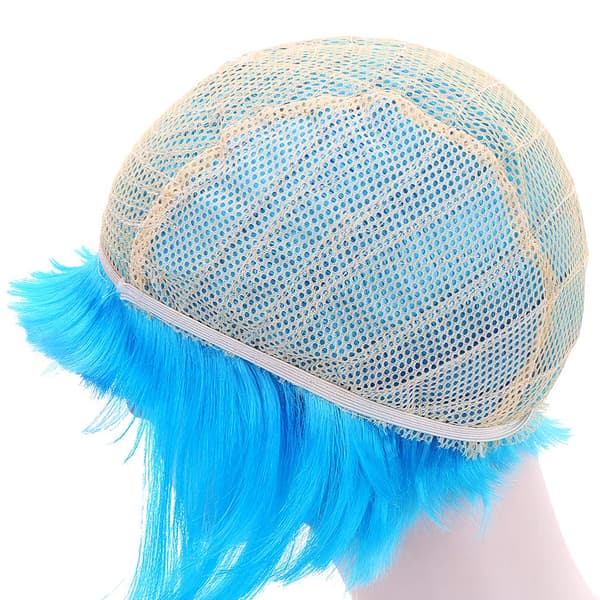 Lys Blå Wathet Kort Bob Cosplay Flapper Paryk - Syntetisk Kostume