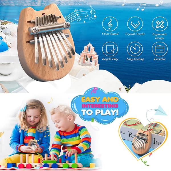 Mini 8 Taster Super Mini Kalimba Tommelklaver, Magic Clear Finger Pi