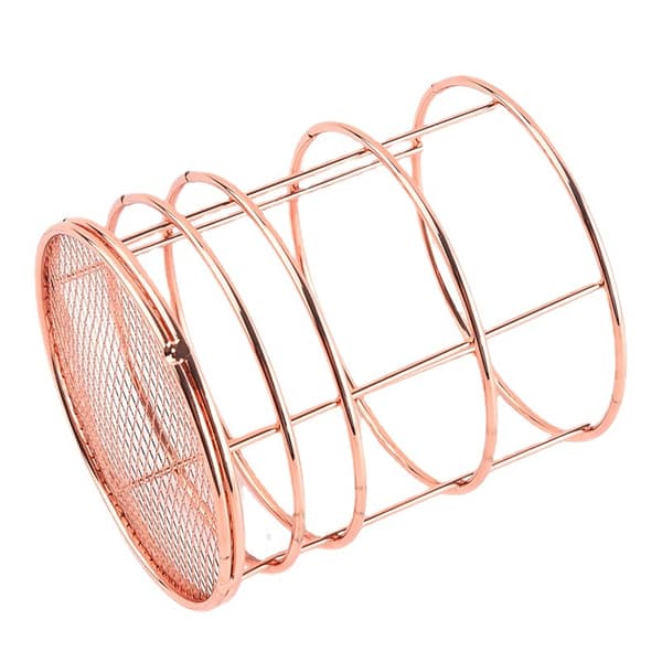 (2 stk roségull) Trådmetall Skrivebords Blyant Holder Rund Spisepinner
