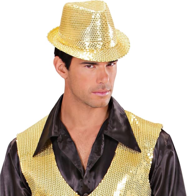 Filthatte med glitter, gull, for temafester eller karneval, Del