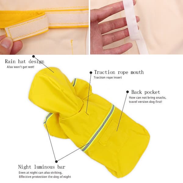 Hunderegnjakke med hætte - Slicker Poncho til små og store hunde