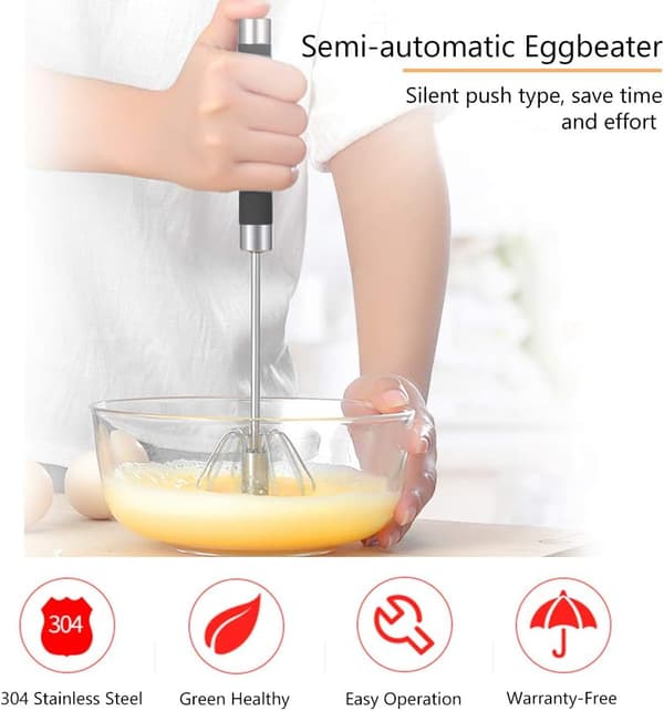 Visp, halvautomatisk manuell pisker, rustfritt stål manuell eggpisker