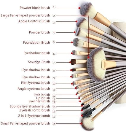 18 stk. Makeup Pensler Sæt med Opbevaringspose Professionel Makeup Bru