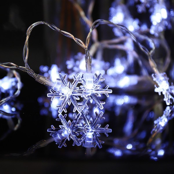 Solcelle snøflak lampe streng LED juledekorativ lampe snøflak
