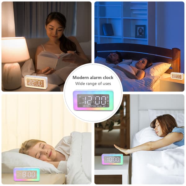 Digital väckarklocka, RGB-färgad väckarklocka för sovrum, Dubbel alarm
