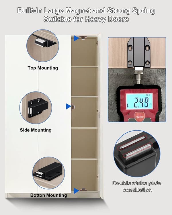 Tryk for at åbne Lukning Magnet Magnetisk Lås Tryk Dør Lås 4 Dele
