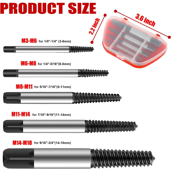 Damaged Screw Extractors, 3mm to 18mm Broken Screw Extractor Bits