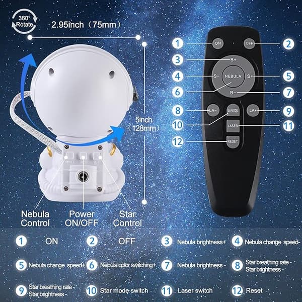 Galaxy Projektor, Stjerneprojektor Galaxy Lys, Natlys til Børn