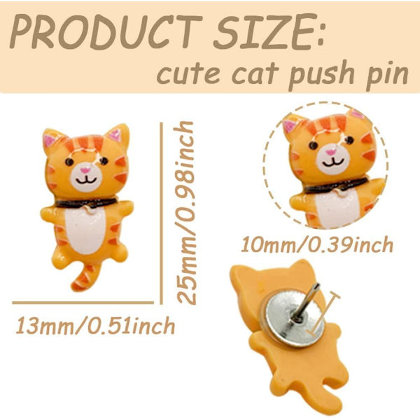 50 stk Søde Katte Push Pins Dekorative Tommelfinger Knapper Dyr Push Pins
