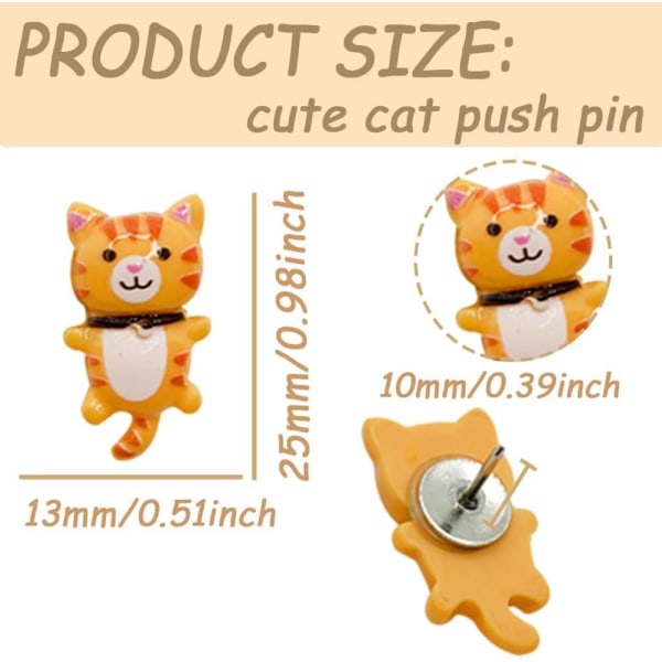 50 stk Søte Katt Push Pins Dekorative Tommeltapper Dyr Push Pins