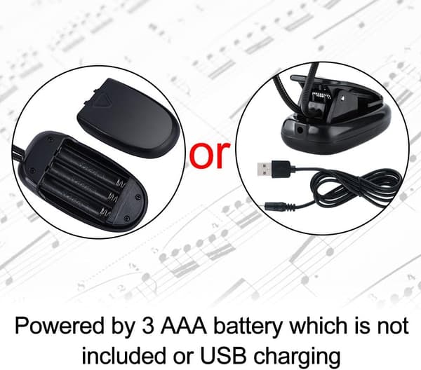 Bærbar USB-oppladbar LED-musikkstil-klipslampe for lesing