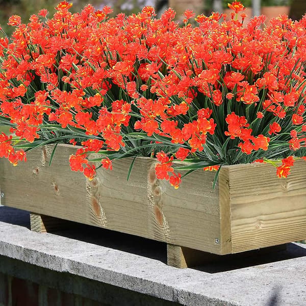 8 Bundter Kunstige Udendørs Blomsterbuske UV-Resistente Pla