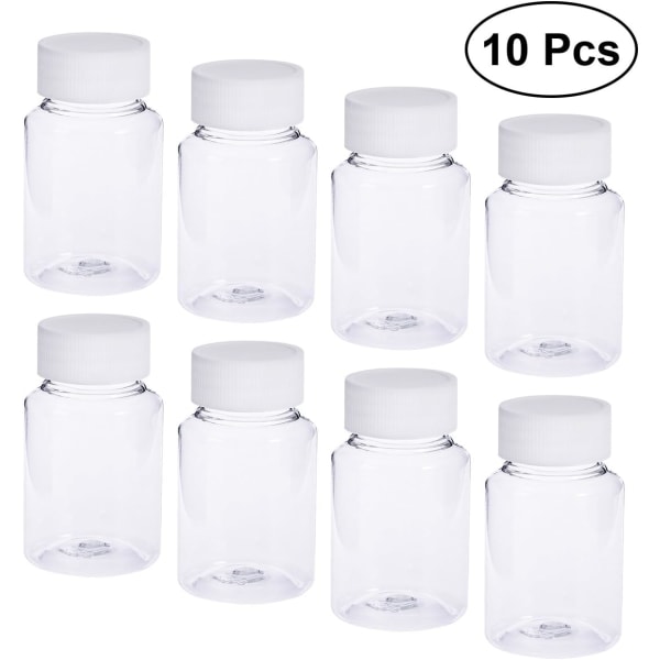 80 ml Tomma Plastflaskor, Transparenta Glasburkar för Kemikalier, Medicin, Piller