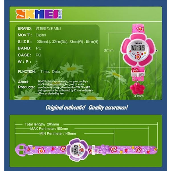 Barnklocka Flicka Blomma Form Klocka Nyhet Cartoon Digital Klocka