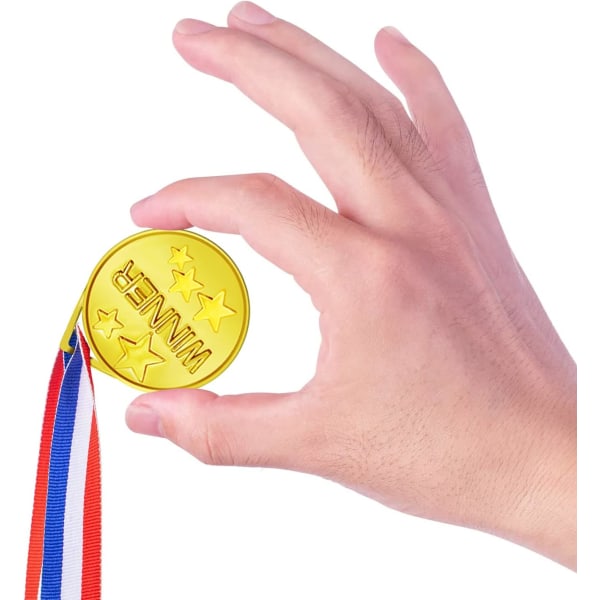 12 guld plast vinnare medaljer med band halsband för utställningar DXGHC