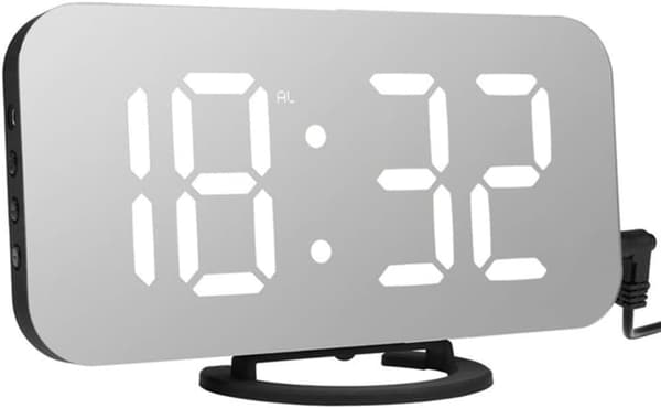 Digital väckarklocka, LED-spegel väckarklocka sängbord