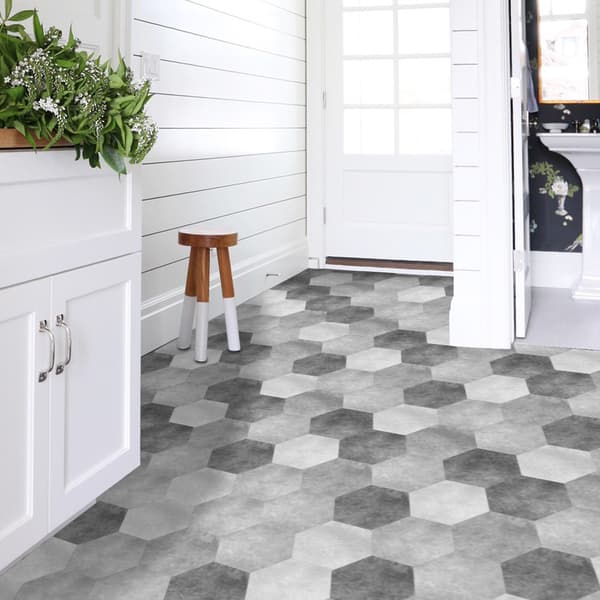 10-pack hexagonformade väggdekaler cement svart och vit askfågel