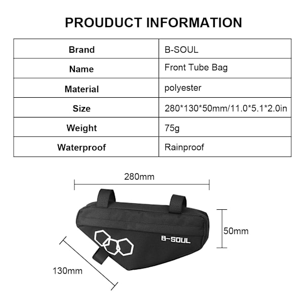 Vandafvisende cykelpose, gulgrøn polyester cykel trekant b