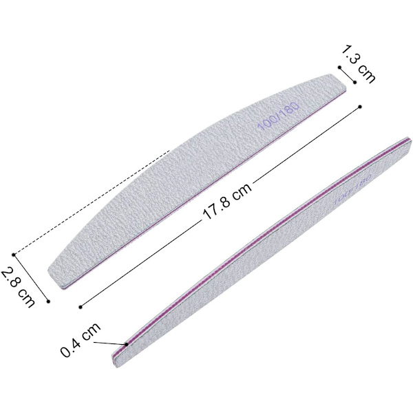 Professionell Nagelfil, 15 st Dubbelsidiga Nagelfilar - 100/180 Gr
