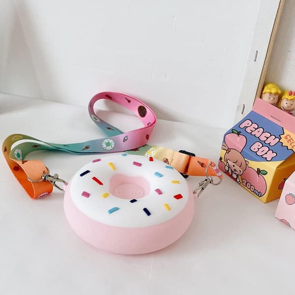 Toddler Donut Plånbok Mini Myntplånbok Liten Flickas Axelväska Chi