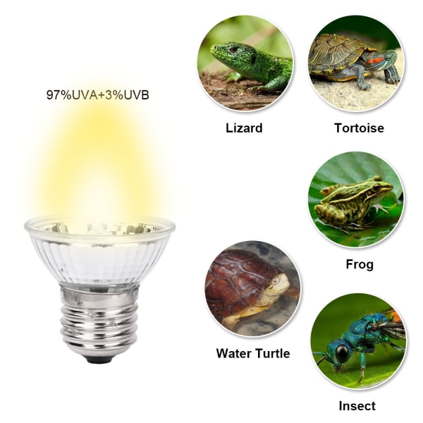 50W/220V UVA+UVB reptil lyspære skildpadde sol UV lyspære varme