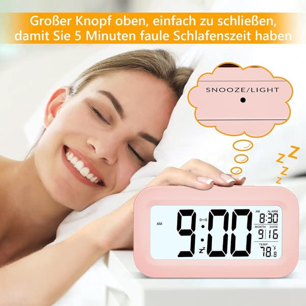 Väckarklocka, Liten Digital Väckarklocka, 5,1\" LCD-Skärm med USB
