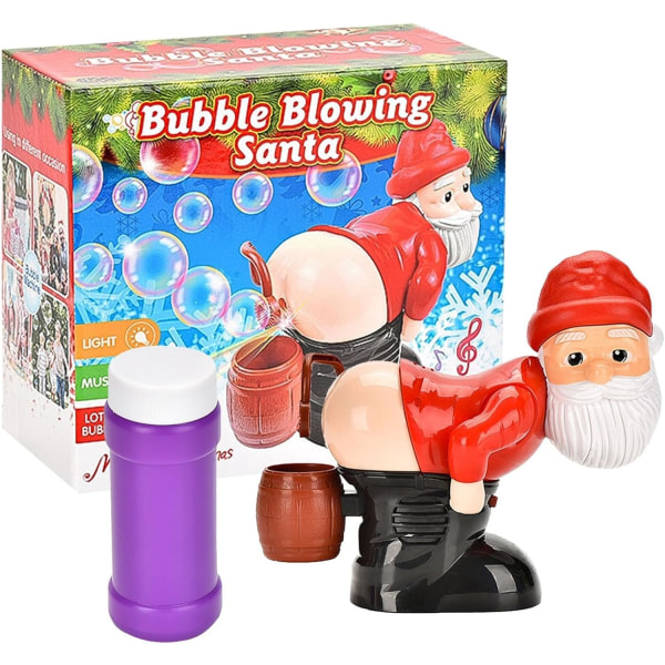 Jultomte-Bubbelblåsare Leksaksdekorationer, Rolig Jultomte Automatisk Rapbubbelmaskin med Blinkande Ljus & Musik, Jul