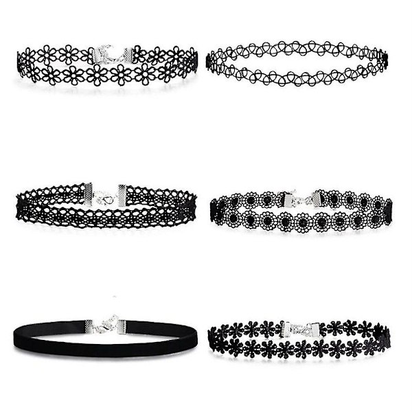 6 delar Gothic Choker Set Tatuering Halsband Smycken Set DXGHC