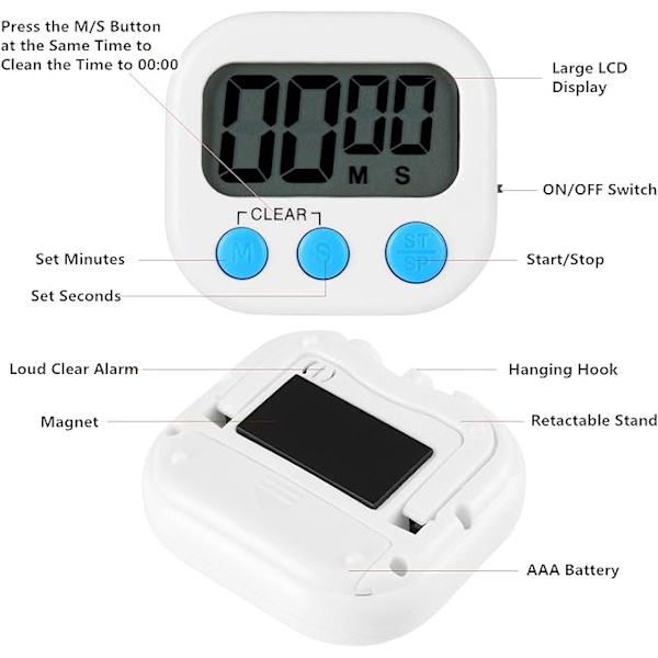 Digital Køkken Timer Køkken Timer med Digitalt Ur Funktion DXGHC