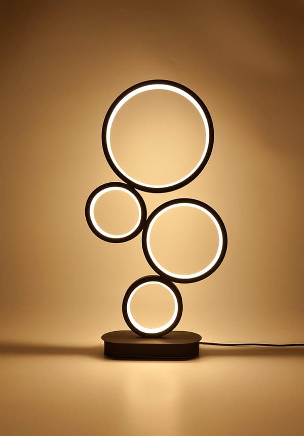 4-Cirkel Dæmpbar LED Bordlampe, Moderne Rund Lampe, Unikt Design
